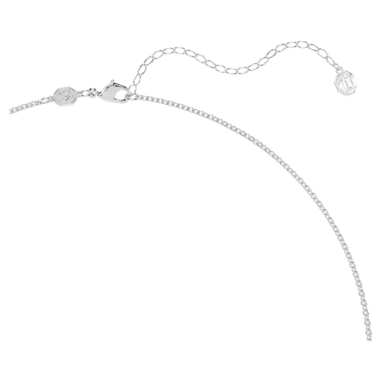 Vienna pendant and brooch Mixed cuts, Feather, White, Rhodium plated